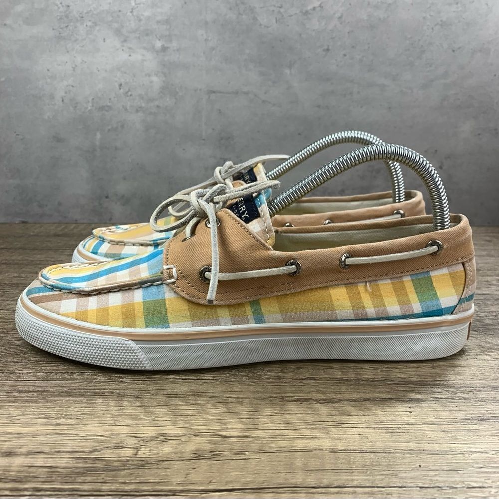 Sperry Top-Sider~Women's~ Boat Shoes Multicolor Plaid~Lace Up~Sneakers~Size 8.5